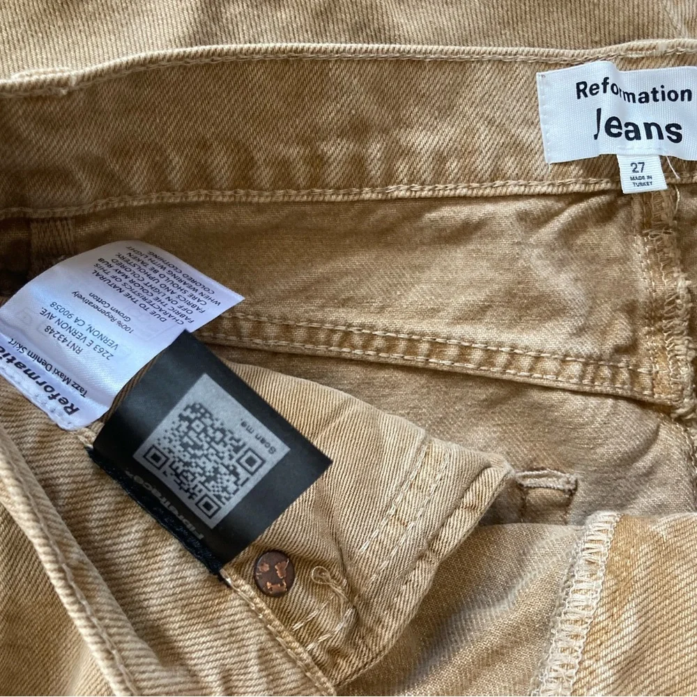 NWT Reformation “Tazz” Maxi Skirt w slit “Vintage Marzipan” Khaki Sz. 27 (US 4) - Picture 4 of 4